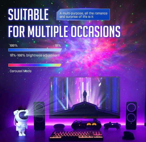 Star Projector Galaxy Night Light - Astronaut Space Projector - White