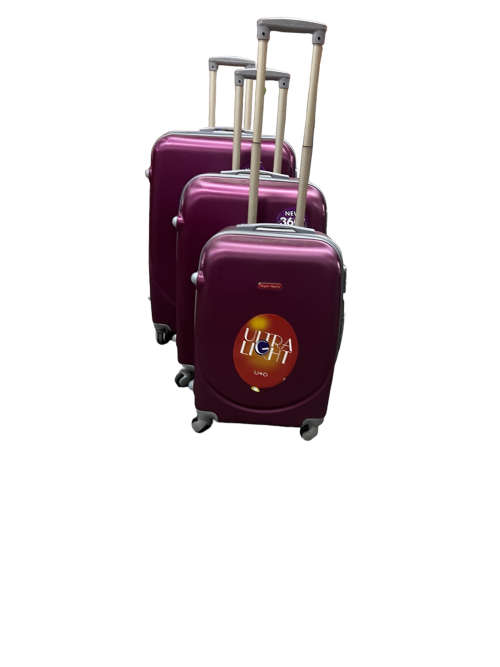 3 Piece Hard Outer Shell Luggage Set - Maroon