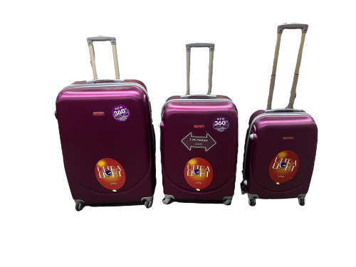 3 Piece Hard Outer Shell Luggage Set - Maroon