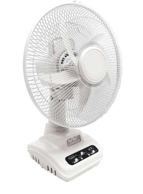 12` Rechargeable Loadshedding Oscillating Desk Fan With AC/DC Dual Function & LED Light HIGH QUALITY