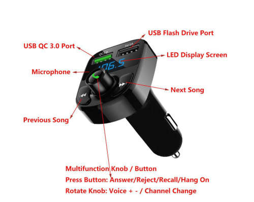 X8 Car MP3 Wireless Stereo Music Player Full Frequent FM Transmitter Wireless Car Charger Adapter