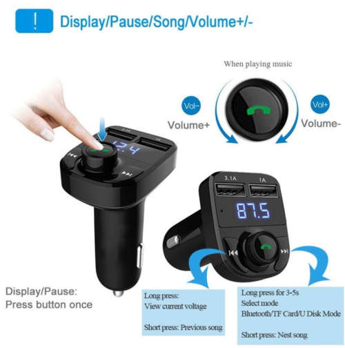 X8 Car MP3 Wireless Stereo Music Player Full Frequent FM Transmitter Wireless Car Charger Adapter