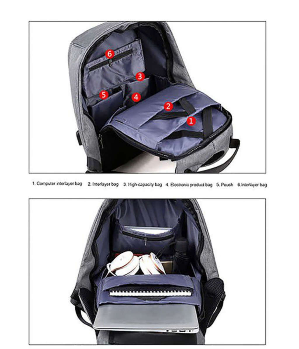 Anti-theft Travel Backpack Laptop School Bag with USB Charging Port