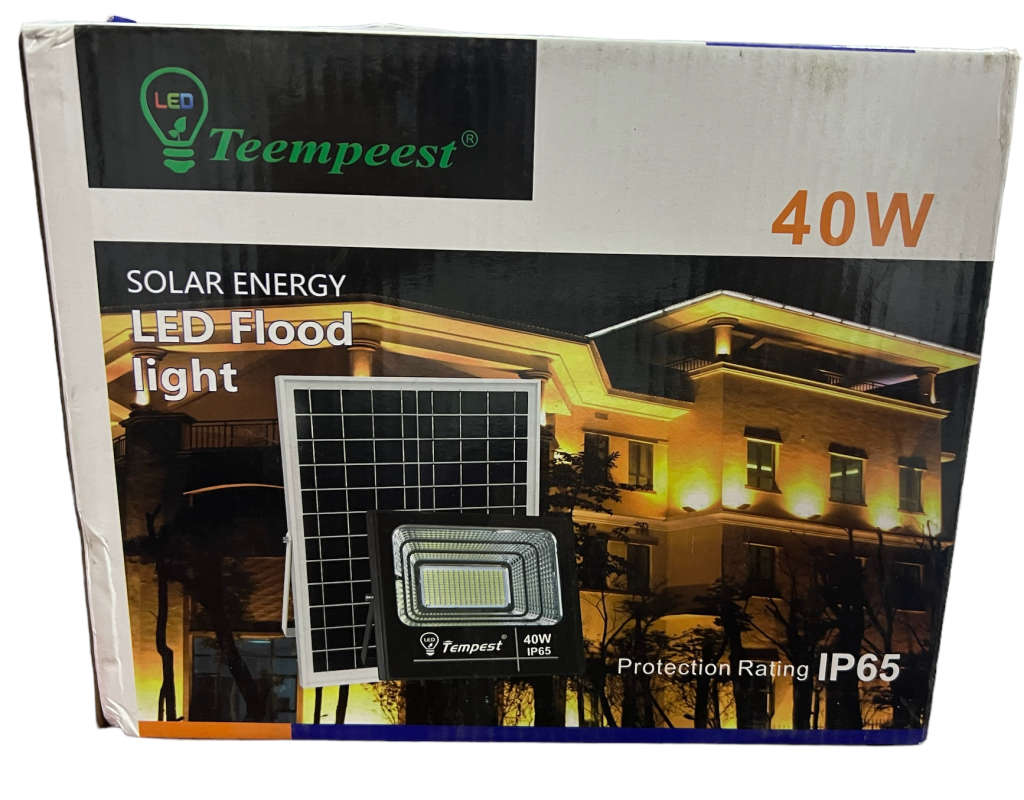 Teempeest 40W LED Solar Flood Light Includes Remote Control