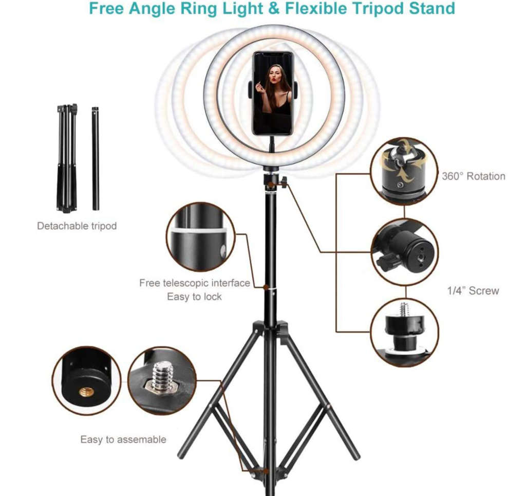 12` Ring Light with 210 Cm Extendable Tripod Selfie Ring Light