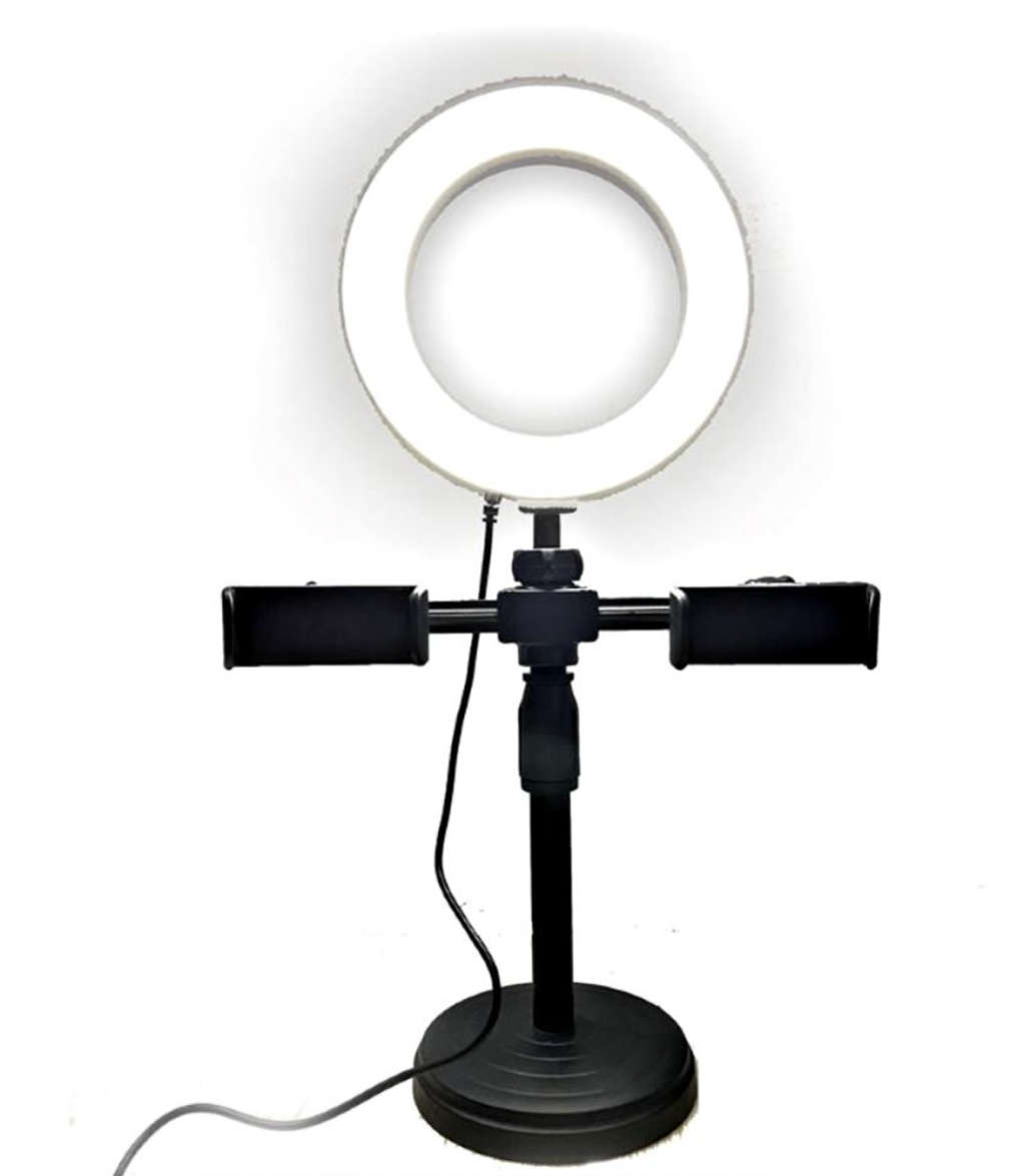 Universal 6 inch Tripod Fill Light Stand - Supports Dual Phones