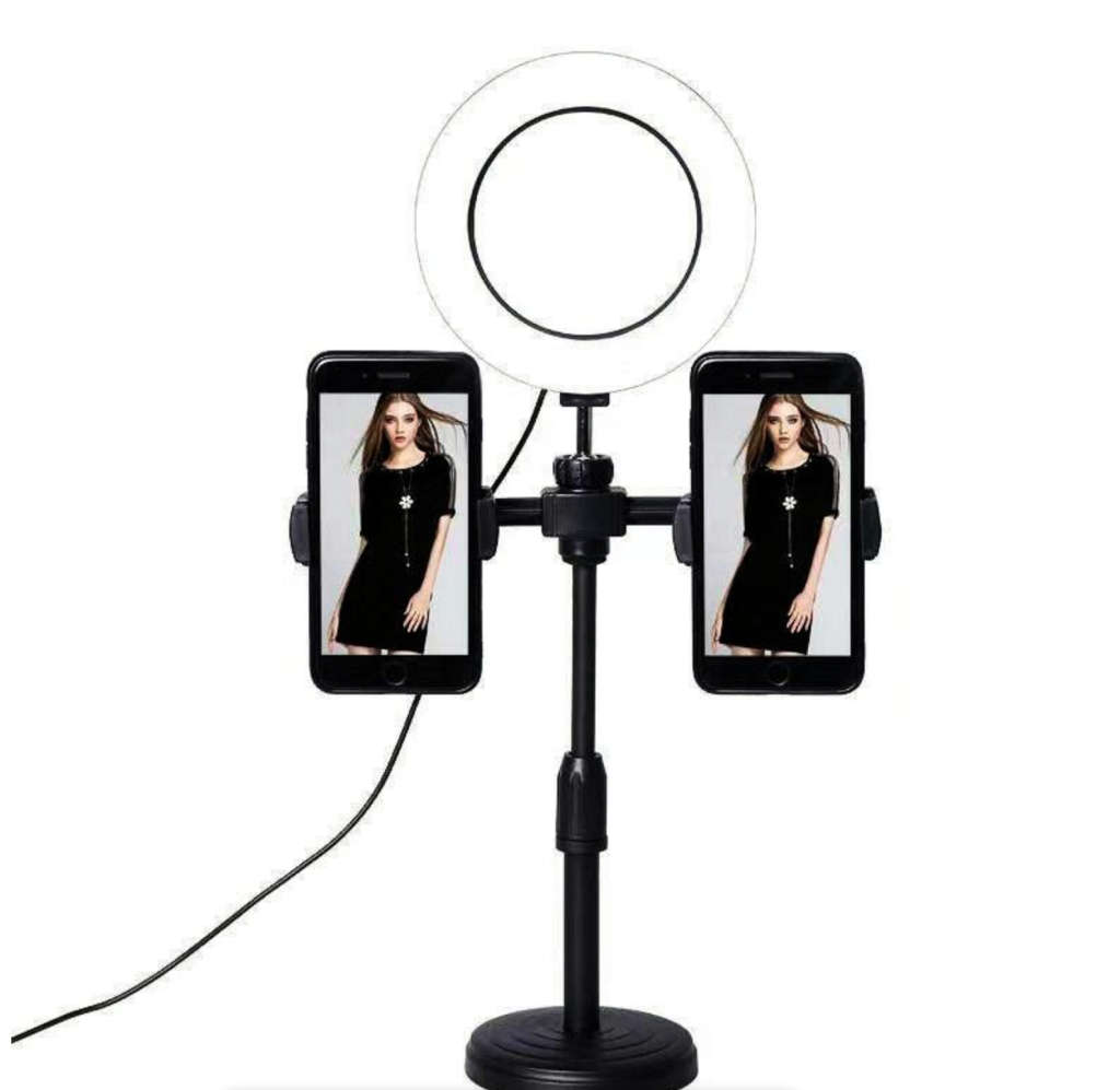Universal 6 inch Tripod Fill Light Stand - Supports Dual Phones