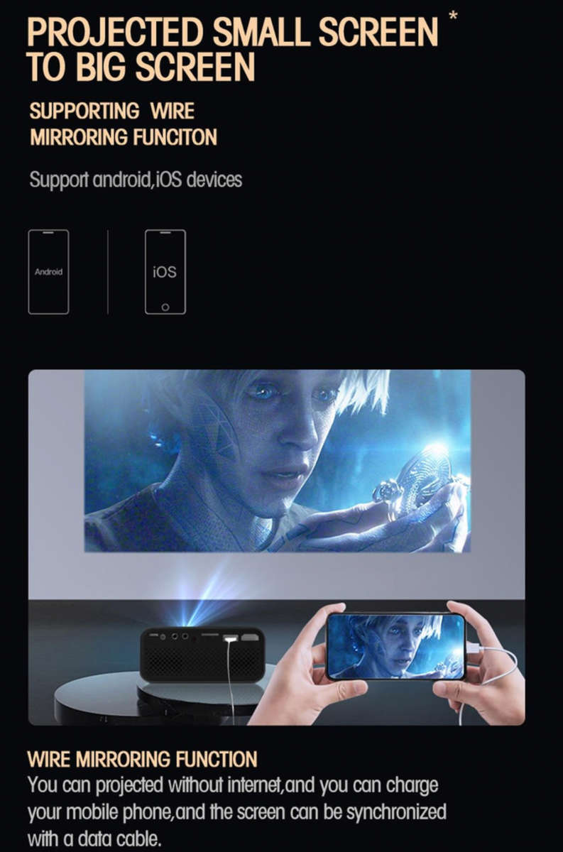 1080P Full HD Portable Mini LED Multimedia Projector RN-14