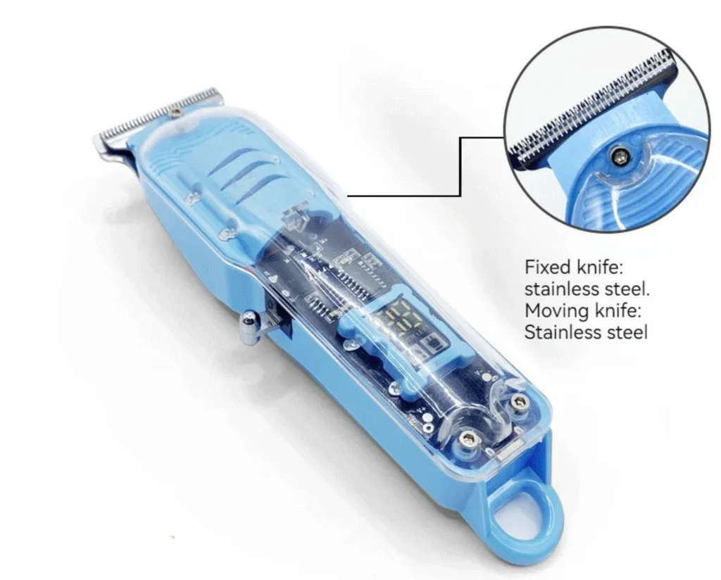 Complete Haircutting & Touch Up Kit Transparent Battery Display Hair Trimmer