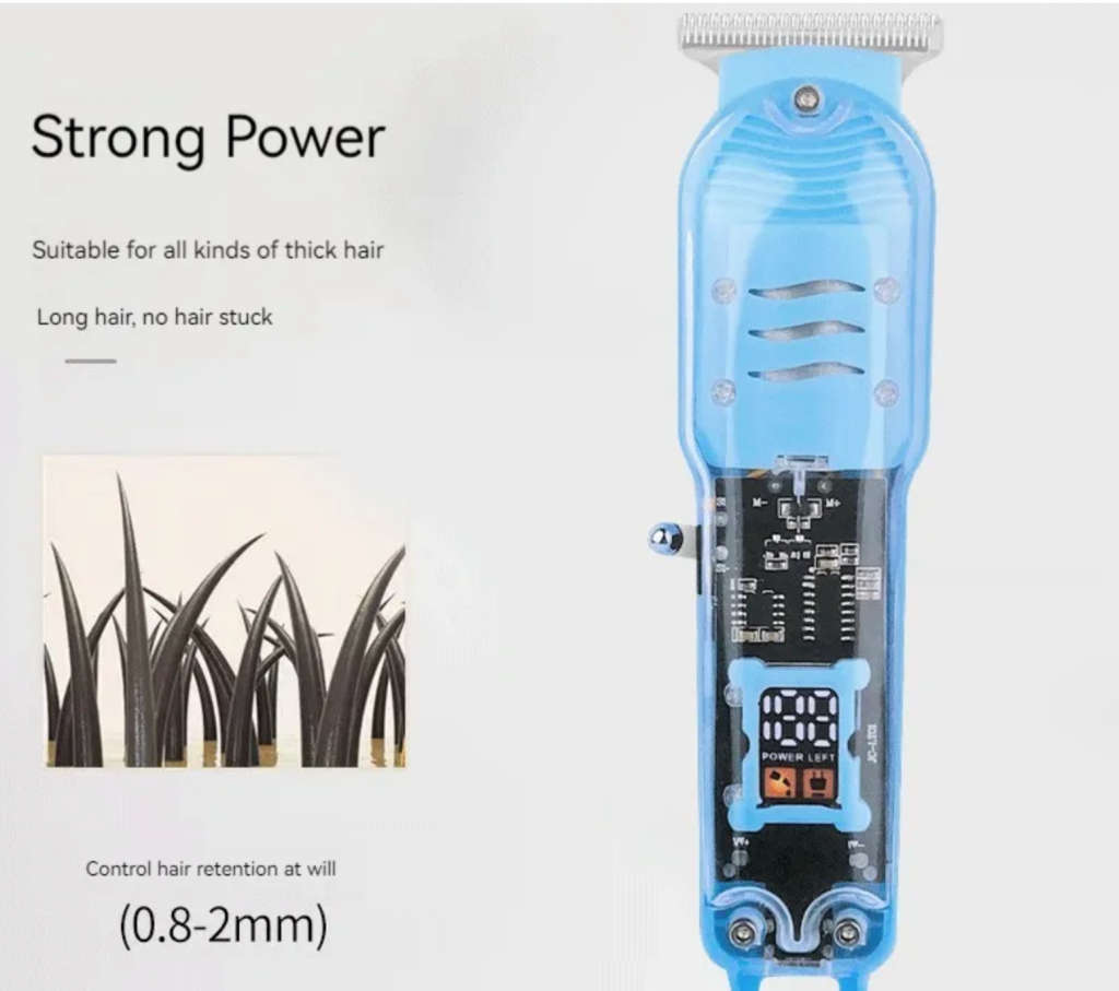 Complete Haircutting & Touch Up Kit Transparent Battery Display Hair Trimmer