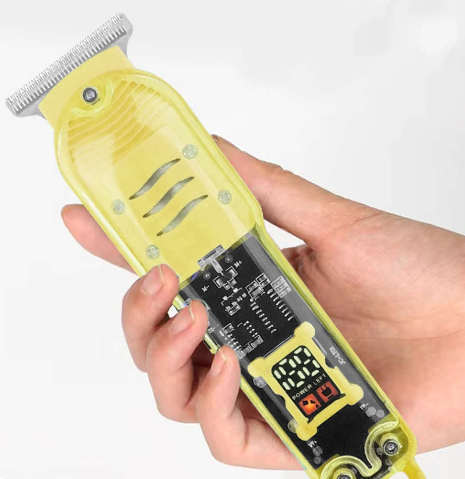Complete Haircutting & Touch Up Kit Transparent Battery Display Hair Trimmer