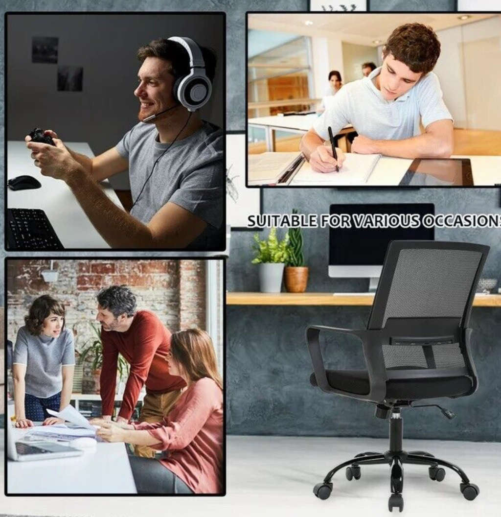 Smart Ergonomic Office Chair with Armrest, Height Adjustable & Swivel/Tilt Mechanism and Metal Base