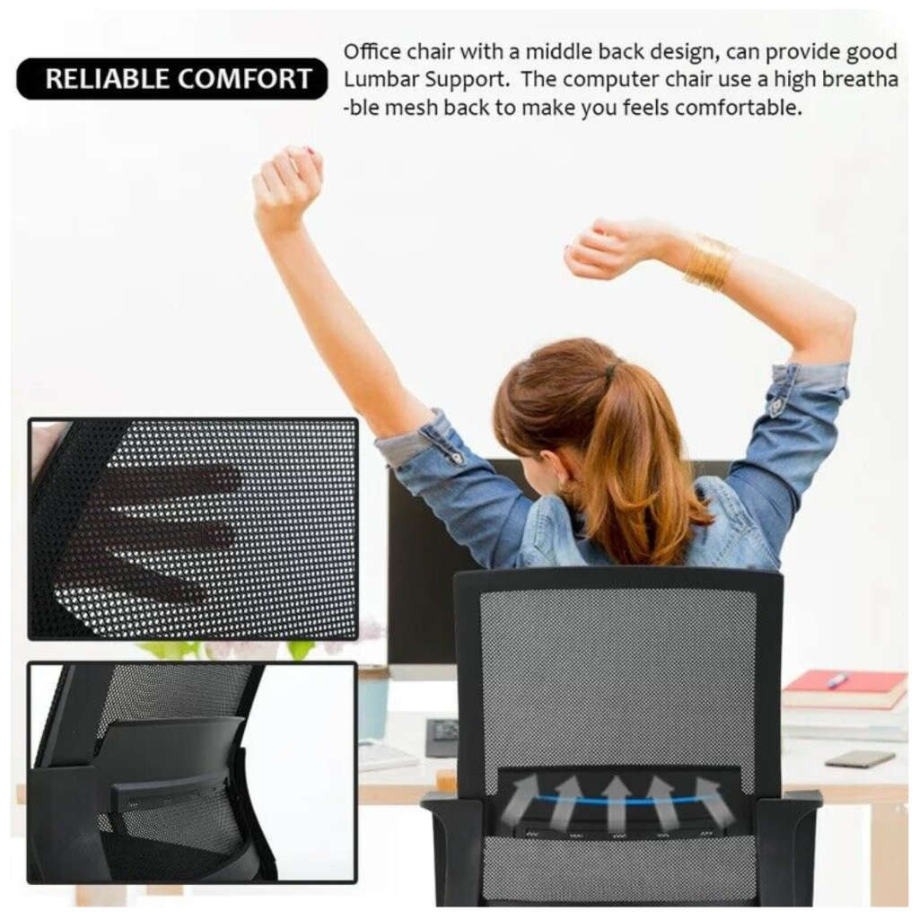 Smart Ergonomic Office Chair with Armrest, Height Adjustable & Swivel/Tilt Mechanism and Metal Base