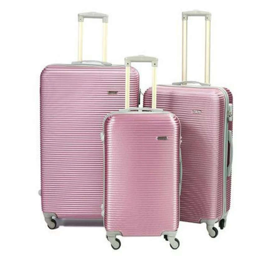 High Quality Big Size 31` Hard Outer Shell Travel Bag - 3 Piece Luggage Set - Pink