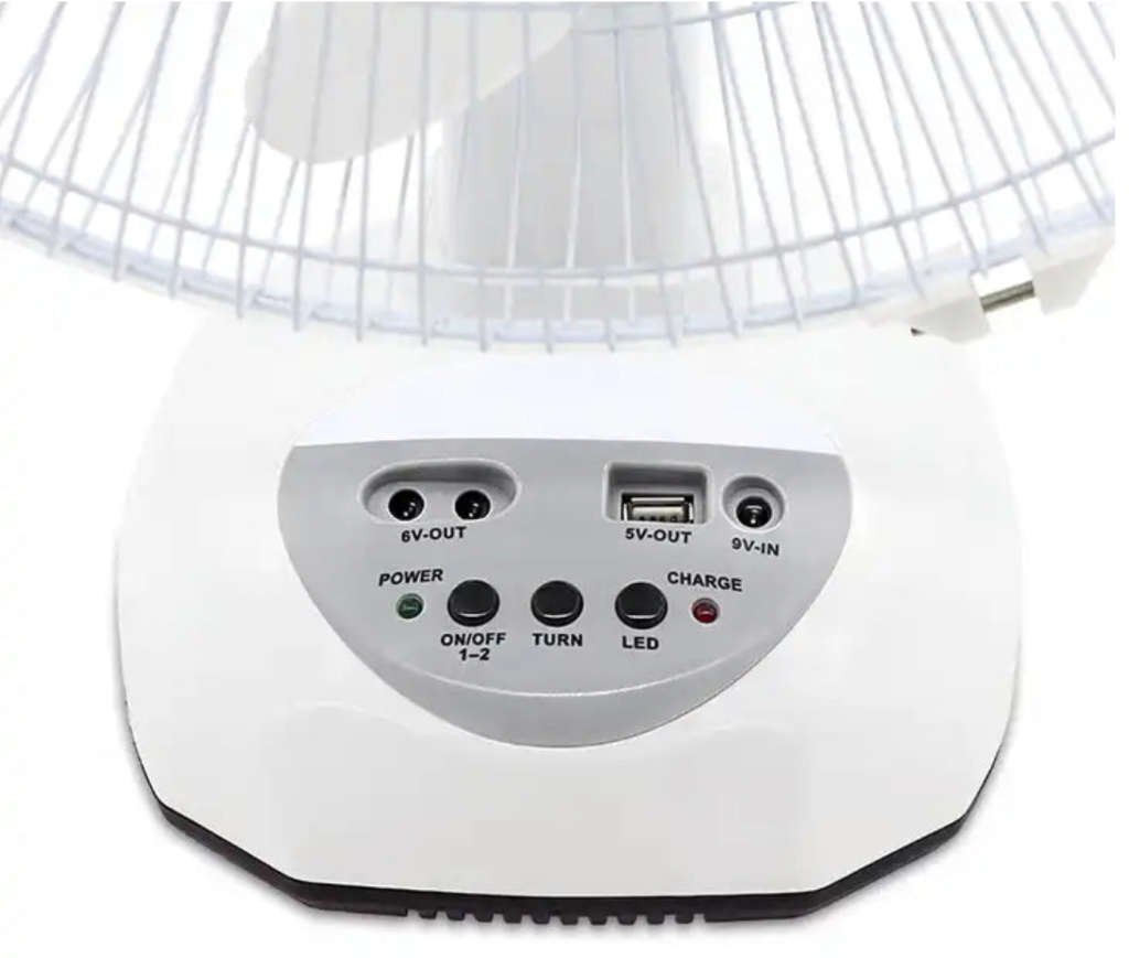 Condere 16` Rechargeable Solar Fan with Built in light and 2 Light Bulbs and a Solar Panel