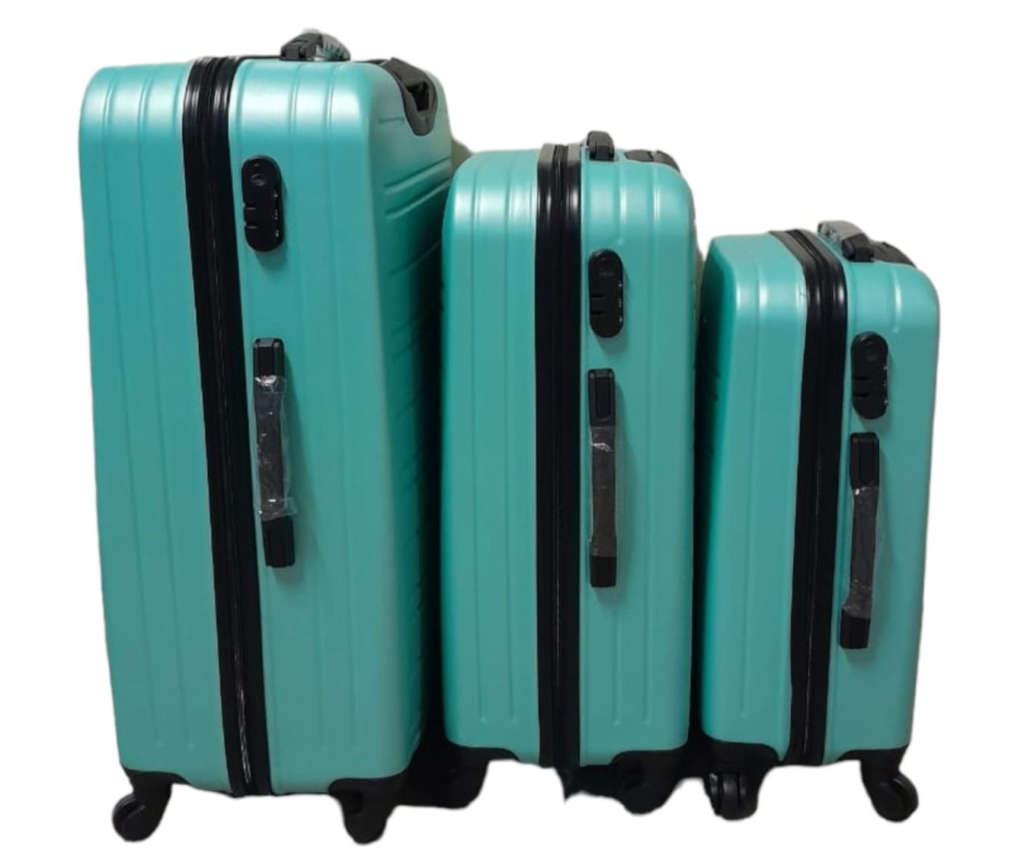 3-Piece ABS Luggage Set - Durable - Lightweight - Ideal for Travelers - Apple Green