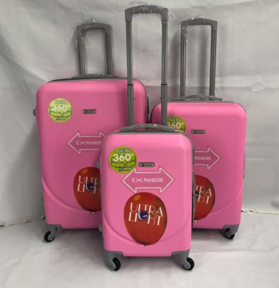 3 Piece Lightweight Luggage Set - Light Pink