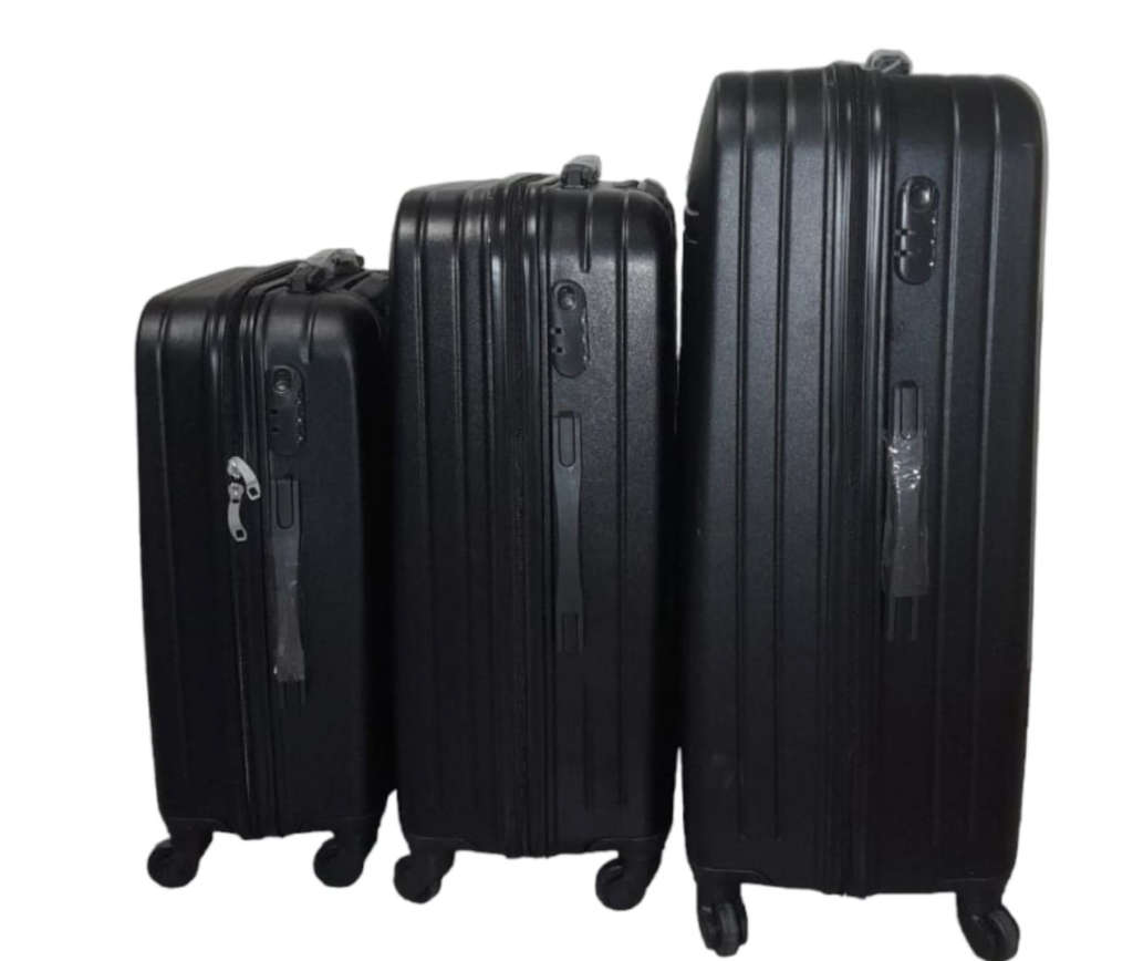 3 Piece Travel Luggage Set High Quality Hard Outer Shell - Dark Blue