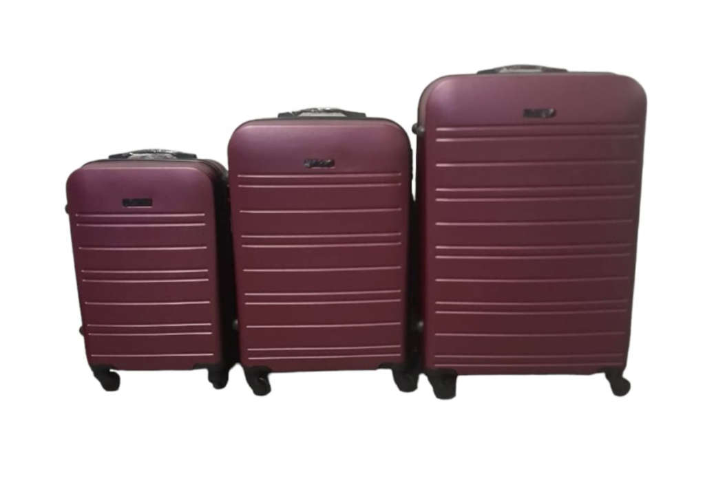 3 Piece Travel Luggage Set High Quality Hard Outer Shell - Plum Colour