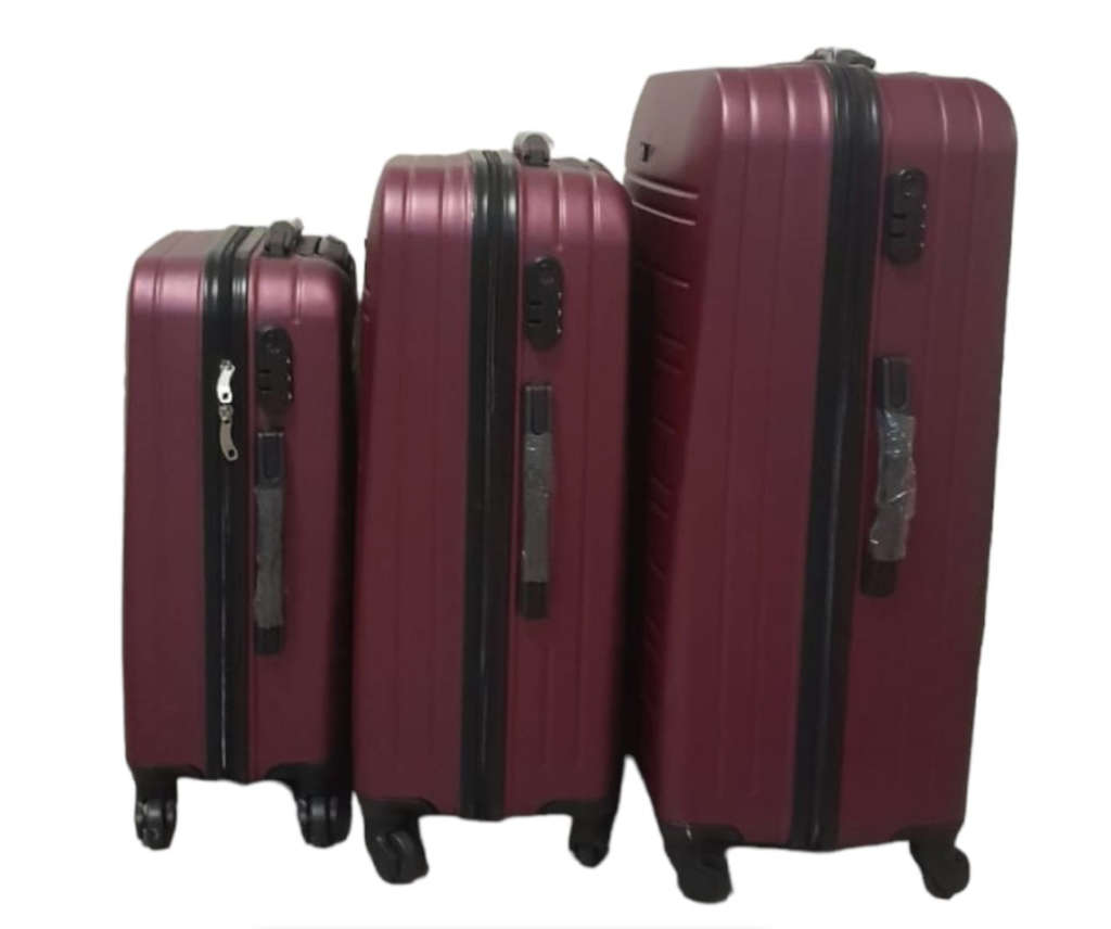 3 Piece Travel Luggage Set High Quality Hard Outer Shell - Plum Colour
