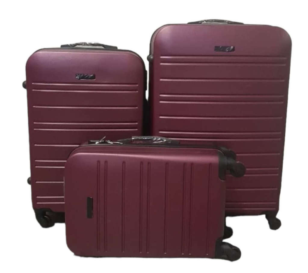 3 Piece Travel Luggage Set High Quality Hard Outer Shell - Plum Colour