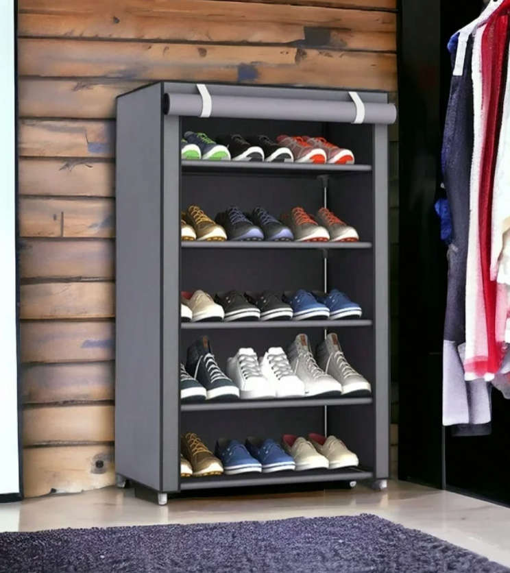 5 TIER Multilayer Simple Fabric Shoe Cabinet, Shoe Rack - New