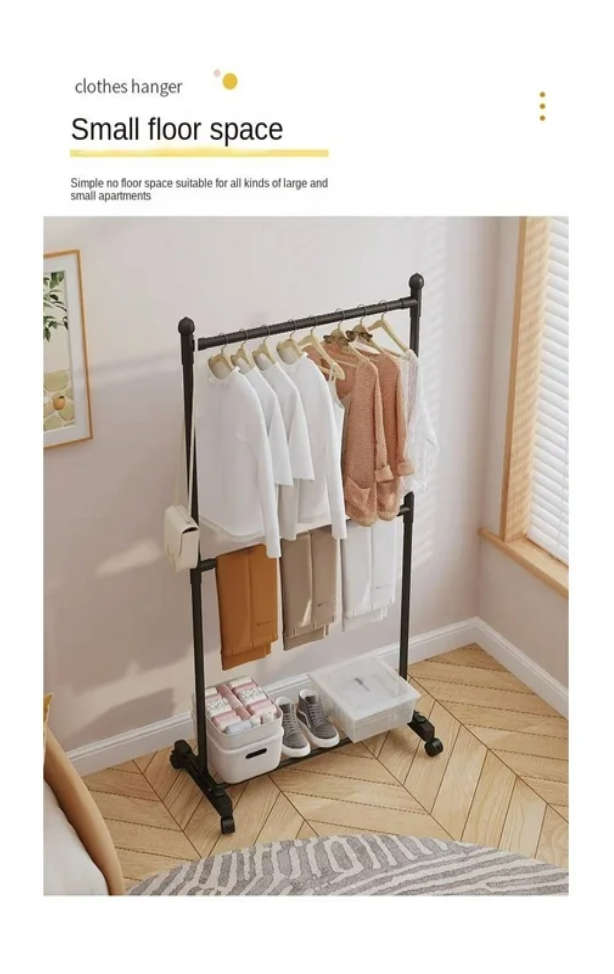 Multi-functional Standing Coat Hat Rack with Shoe Rack, Easy-to-Move Clothes Hanger with Wheels