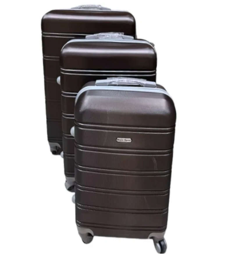 3 in 1 Premium Traveling Luggage Bag Set - Dark Brown