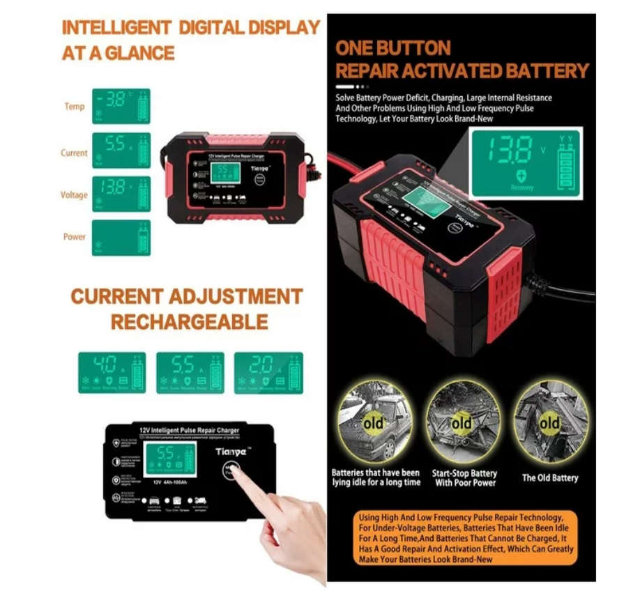 RJTianye 12V intelligent Pulse Repair Charger