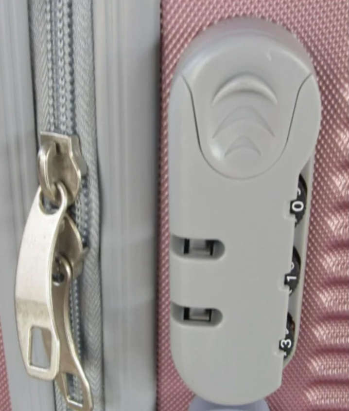 Quality 3 Piece Hard Outer Shell Travel Luggage Suitcase Set - Deep Pink