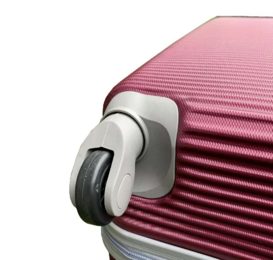 Quality 3 Piece Hard Outer Shell Travel Luggage Suitcase Set - Deep Pink