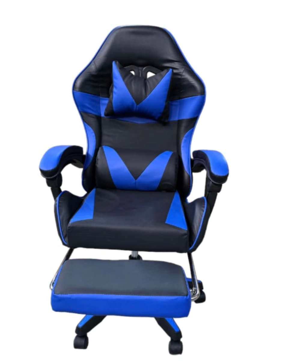 Rex M PU Leather Ergonomic Reclinable Gaming Chair with Adjustable Leg Rest - Blue - Display Unit