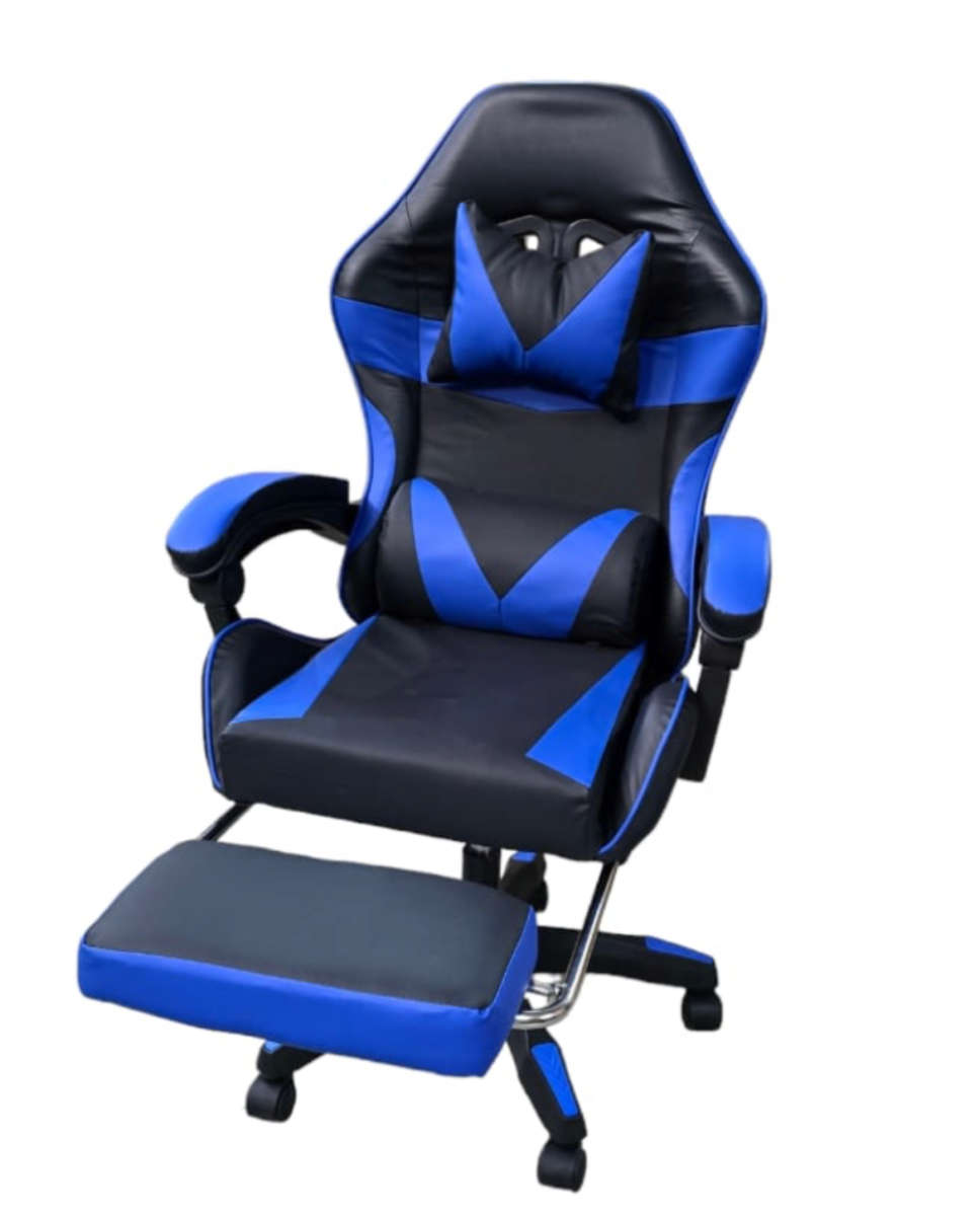 Rex M PU Leather Ergonomic Reclinable Gaming Chair with Adjustable Leg Rest - Blue - Display Unit