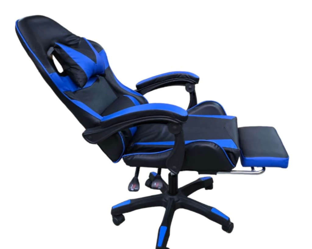 Rex M PU Leather Ergonomic Reclinable Gaming Chair with Adjustable Leg Rest - Blue - Display Unit