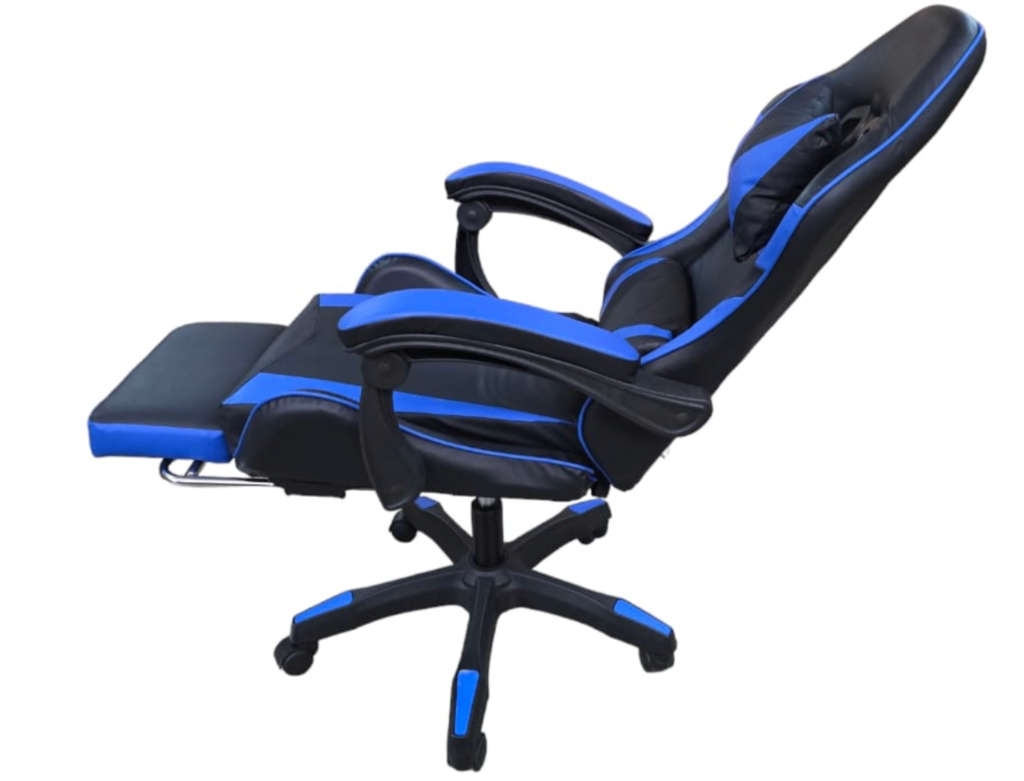 Rex M PU Leather Ergonomic Reclinable Gaming Chair with Adjustable Leg Rest - Blue - Display Unit