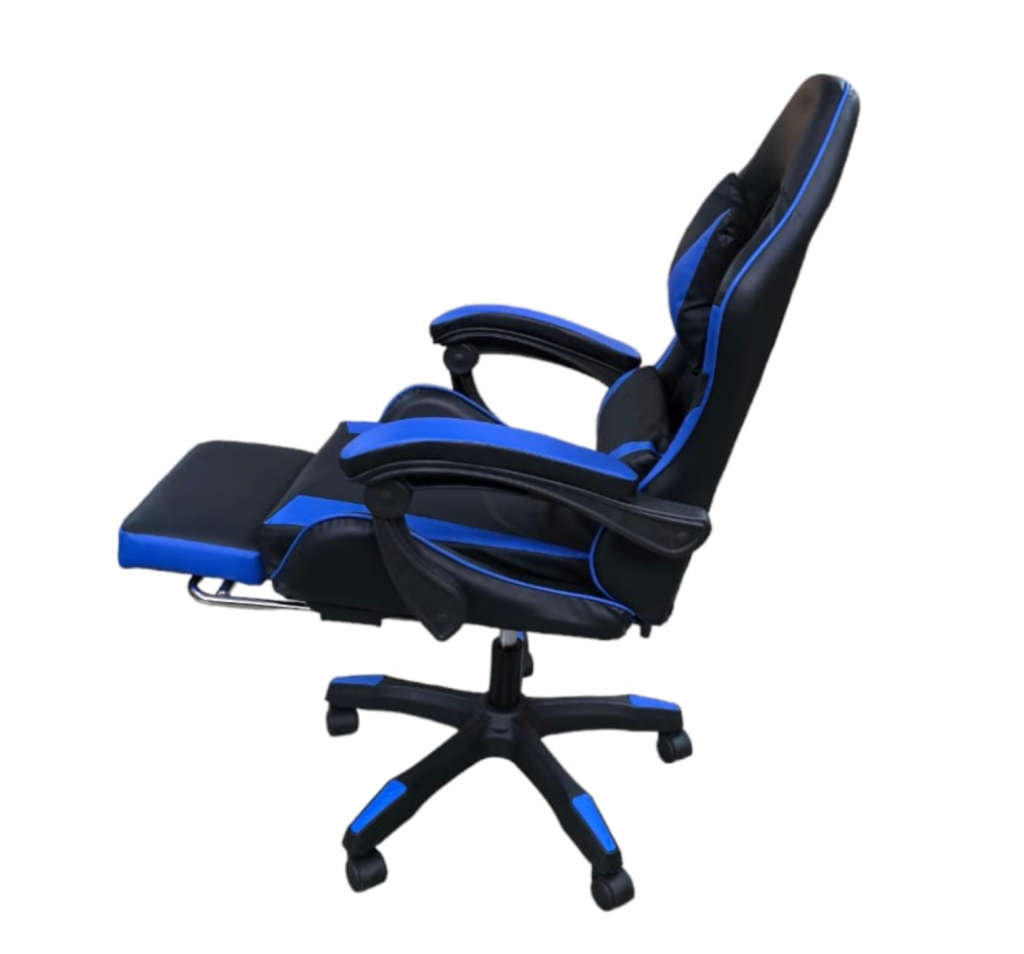 Rex M PU Leather Ergonomic Reclinable Gaming Chair with Adjustable Leg Rest - Blue - Display Unit