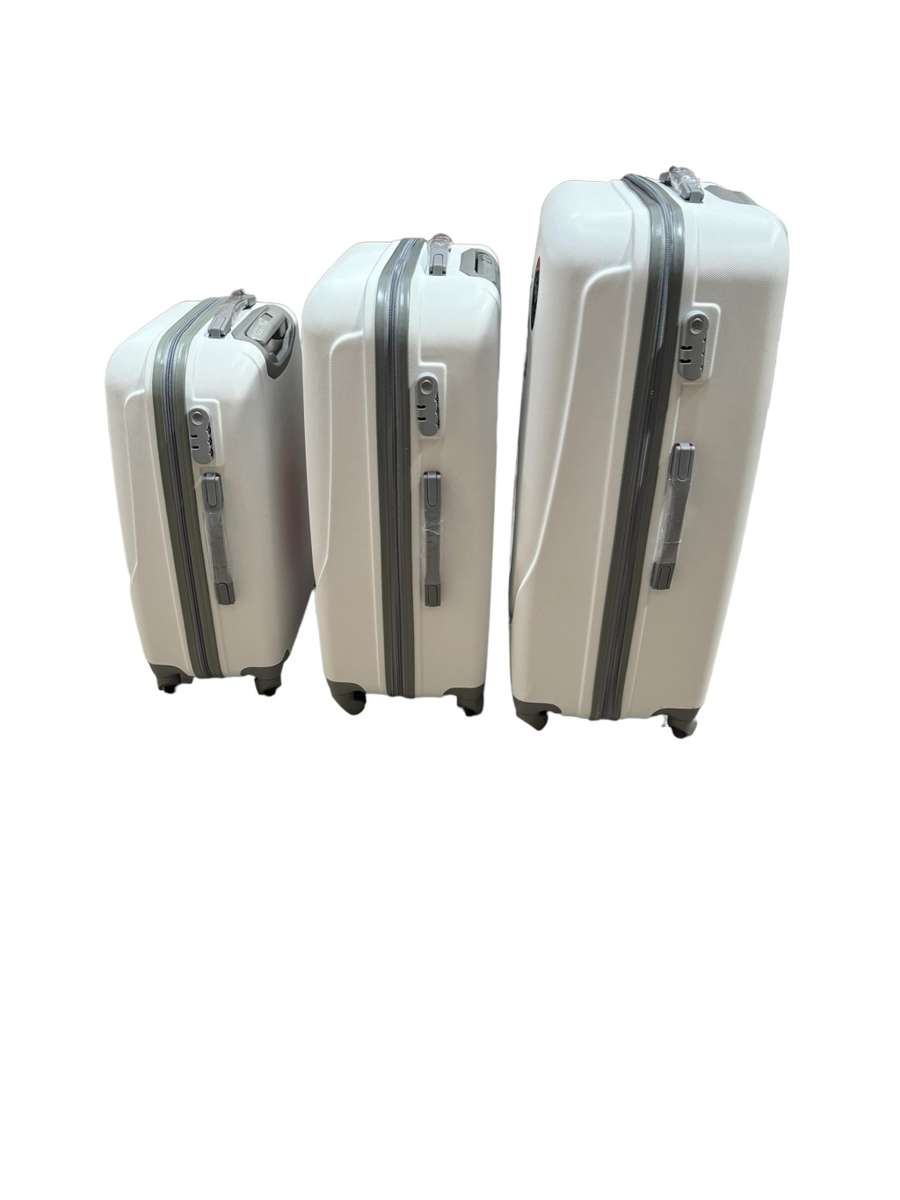 360° 3 Piece Hard Outer Shell Premium Lightweight Luggage Set - PURE WHITE - NEW
