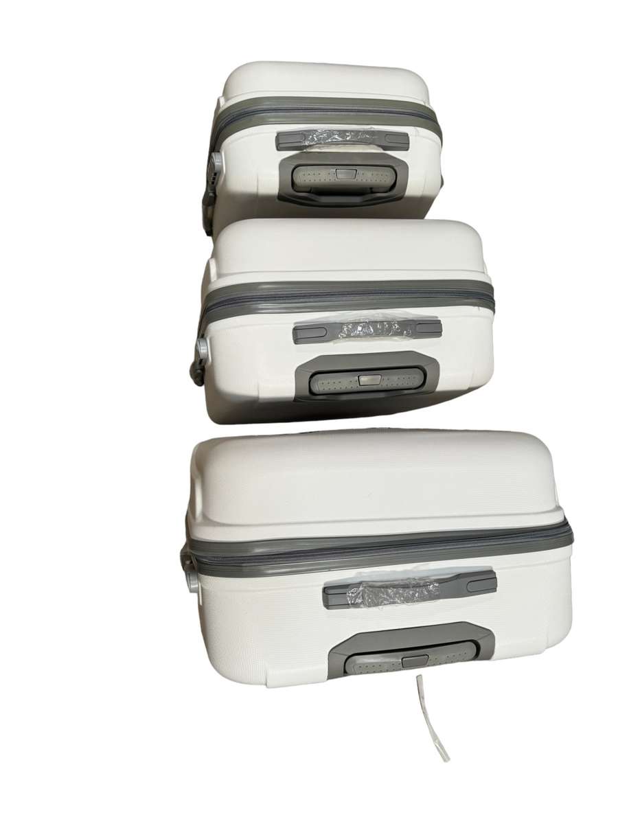 360° 3 Piece Hard Outer Shell Premium Lightweight Luggage Set - PURE WHITE - NEW