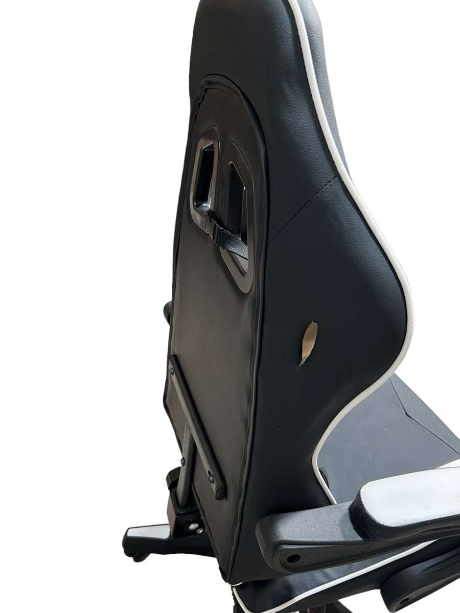 Rex M PU Leather Ergonomic Reclinable Gaming Chair with Adjustable Leg Rest - White- SEE DESCRIPTION