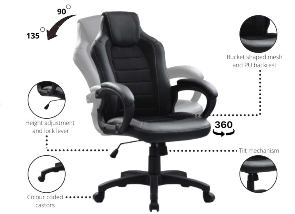 Bugatti Office & Gaming Chair DISPLAY UNIT DEMO SEE DESCRIPTION