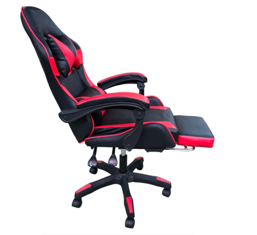 Rex M PU Leather Ergonomic Reclinable Gaming Chair with Adjustable Leg Rest - Red - SEE DESCRIPTION