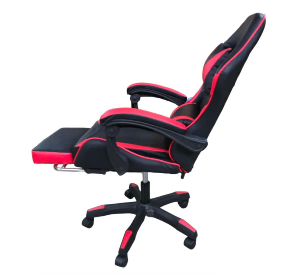Rex M PU Leather Ergonomic Reclinable Gaming Chair with Adjustable Leg Rest - Red - SEE DESCRIPTION