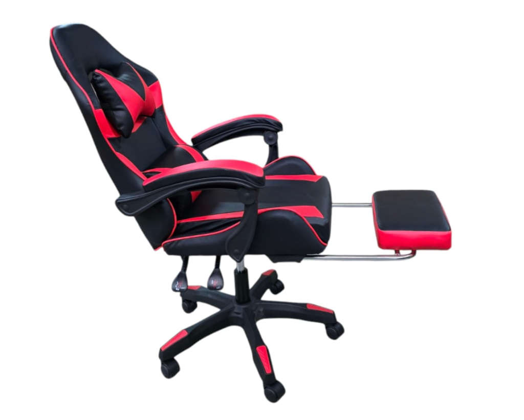Rex M PU Leather Ergonomic Reclinable Gaming Chair with Adjustable Leg Rest - Red - SEE DESCRIPTION