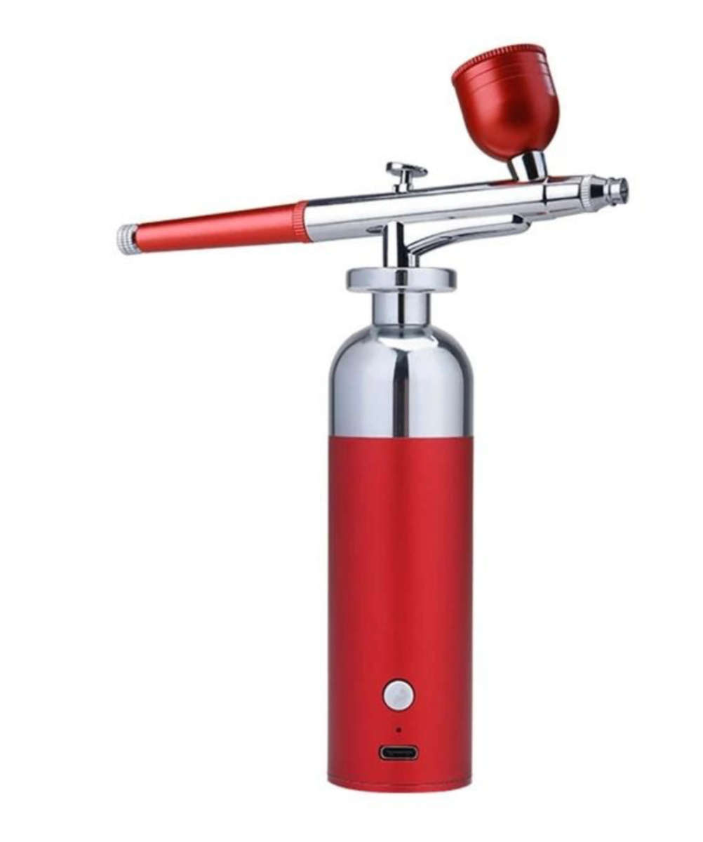 Rex M Portable Airbrush Compressor Kit, Ideal For Nails, Art, Cake & Makeup - Slick Red/Green