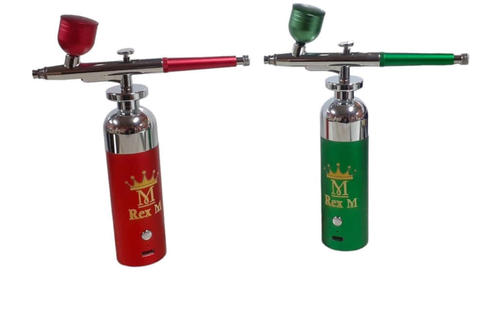 Rex M Portable Airbrush Compressor Kit, Ideal For Nails, Art, Cake & Makeup - Slick Red/Green