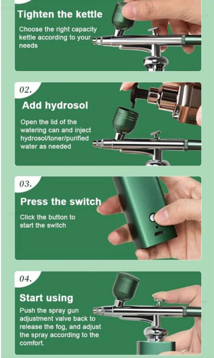 Rex M Portable Airbrush Compressor Kit, Ideal For Nails, Art, Cake & Makeup - Slick Red/Green