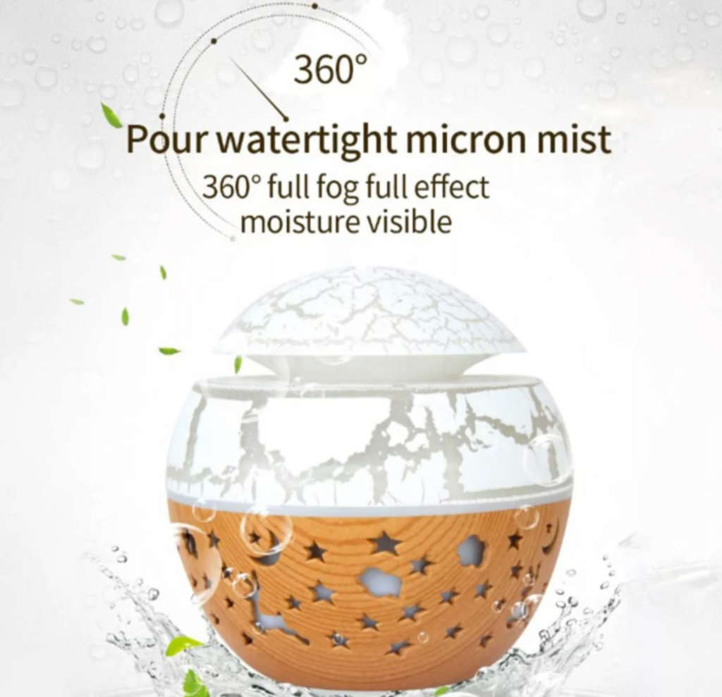 Daska Aroma Diffuser Air Humidifier With 7 Colour Changing LED Night Light - White/Brown