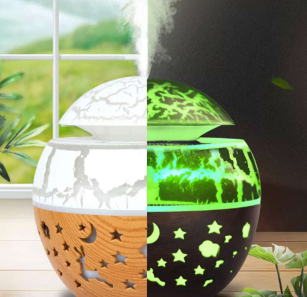 Daska Aroma Diffuser Air Humidifier With 7 Colour Changing LED Night Light - White/Brown