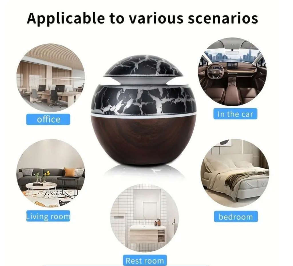 Daska Aroma Diffuser Air Humidifier With 7 Colour Changing LED Night Light - White/Brown