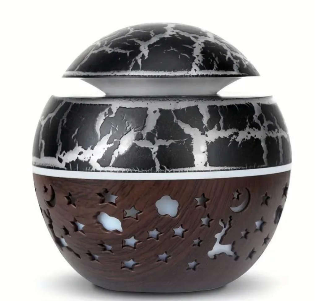 Daska Aroma Diffuser Air Humidifier With 7 Colour Changing LED Night Light - White/Brown